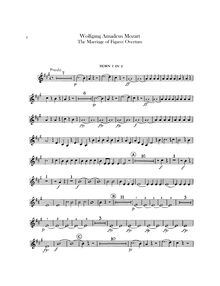 Partition cor 1, 2 (en D, Transposed en F), Le nozze di Figaro, The Marriage of Figaro