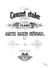 Partition No.6, 6 Etudes de Concert, Op.11, Backer-Grøndahl, Agathe