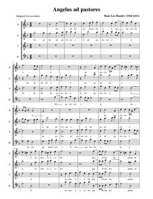 Partition complète (alto notation, SATB  enregistrements), Angelus ad pastores