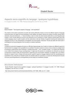 Aspects socio-cognitifs du langage : quelques hypothèses - article ; n°1 ; vol.47, pg 55-84