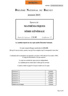 Sujet BREVET 2015 Mathématiques