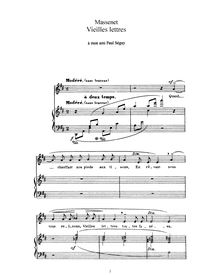 Partition complète (D Major: haut voix et piano), Vieilles lettres