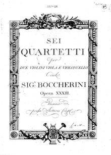 Partition violoncelle, 6 corde quatuors, G.201-206 (Op.32), C Major