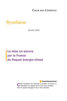 Cour des comptes : note de synthèse de la mise en oeuvre du paquet énergie-climat