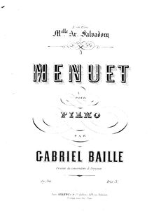 Partition complète, Menuet, Op.36, Baille, Gabriel