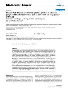 Plasma PGE-2 levels and altered cytokine profiles in adherent peripheral blood mononuclear cells in non-small cell lung cancer (NSCLC)