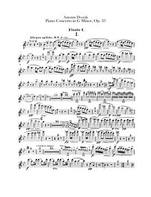 Partition flûte 1, 2, Piano Concerto, G minor, Dvořák, Antonín