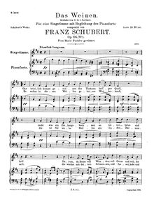 Partition complète (Original key), Das Weinen, D.926, Weeping par Franz Schubert