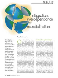 Intégration, interdépendance et mondialisation - Finances et ...