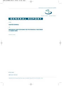 General report on provincial audit outcomes 2003-04 (RP 42 2005)