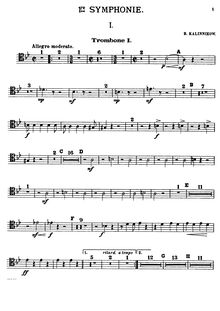 Partition Trombone 1, Symphony No.1 en G minor, 1re Symphonie, Kalinnikov, Vasily