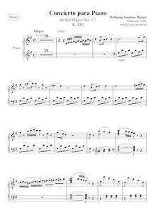 Partition Piano, Piano Concerto No.17, G major, Mozart, Wolfgang Amadeus