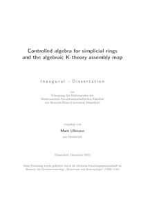 Controlled algebra for simplicial rings and the algebraic K-theory assembly map [Elektronische Ressource] / vorgelegt von Mark Ullmann