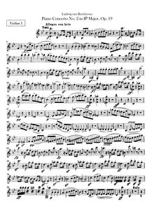 Partition violons I, Piano Concerto No.2, B♭ major, Beethoven, Ludwig van