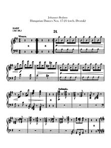 Partition harpe, 21 Hungarian Dances (orchestre), Brahms, Johannes par Johannes Brahms