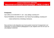 Réactivitéet Catalyse Enzymatique ( RCE) L3-S6-6