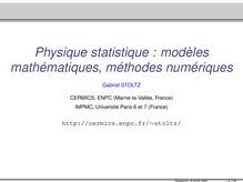 Physique statistique : modèles mathématiques, méthodes numériques