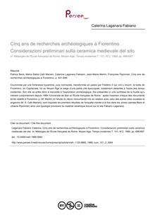 Cinq ans de recherches archéologiques à Fiorentino. Considerazioni preliminari sulla ceramica medievale del sito - article ; n°2 ; vol.101, pg 688-697