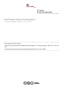 Psychologie clinique et pathologique - compte-rendu ; n°2 ; vol.84, pg 319-320