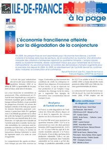 L économie francilienne atteinte par la dégradation de la conjoncture