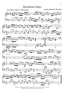Partition  No.2 en D minor, Pièces de clavecin, Dornel, Antoine