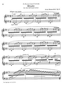 Partition complète, Etude pour pour à gauche-main, Op.36, Étude pour la main gauche seule, Op.36