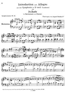 Partition Harmonium , partie, Symphony No. 104, London/Salomon, D Major