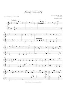 Partition Sonata K.274, 100 clavier sonates, Scarlatti, Domenico