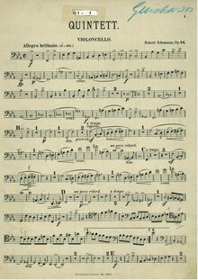 Partition violoncelle, Piano quintette en E-flat major, Op.44, E♭ major