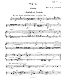 Partition de violon, Piano Trio, Op. 4, Castillon, Alexis de