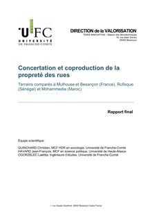 Concertation et coproduction de la propreté des rues. Terrains comparés à Mulhouse et Besançon (France), Rufisque (Sénégal) et Mohammedia (Maroc). 13 mars 2012.