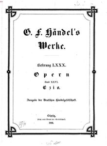 Partition complète, Ezio, Handel, George Frideric par George Frideric Handel