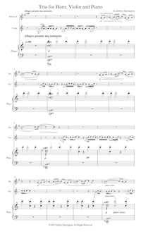 Partition complète, Trio pour cor, violon et Piano, Harrington, Jeffrey Michael