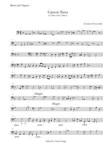 Partition Basso ad organo, Canzon Terza à 3 Due Canti e Basso, Frescobaldi, Girolamo