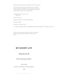 My Secret Life, Volumes I. to III. - 1888 Edition