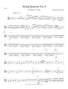 Partition viole de gambe, corde quatuor No.6, Ostinato e Fuga, F major