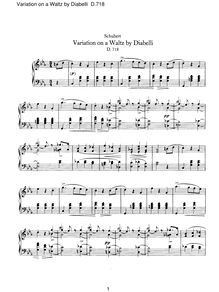 Partition complète, Variation on a Waltz by Diabelli, D.718, Schubert, Franz par Franz Schubert
