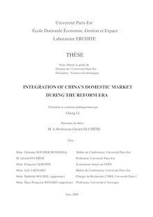 Integration of China s domestic market during the reform era