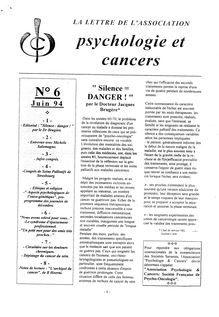 06 Lettre Association Psychologie et Cancers Juin 1994