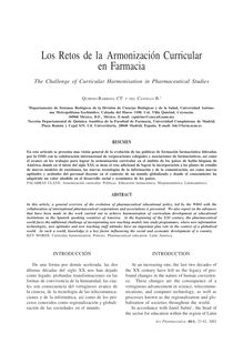 Los Retos de la Armonización Curricular en Farmacia (The Challenge of Curricular Harmonisation in Pharmaceutical Studies)