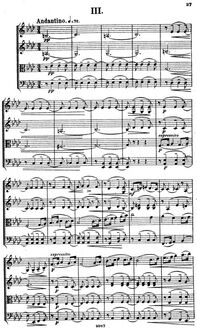 Partition , Andantino, corde quatuor No.1, Quatour pour 2 violons, alto, et violoncelle