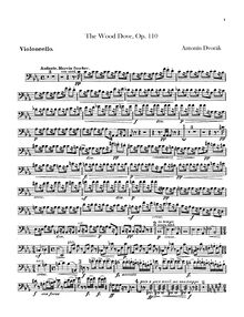Partition violoncelles, pour Wild Dove, Holoubek (The Wood Dove)Die Waldtaube. Symphonisches Gedicht nach der gleichnamigen Ballade von K. Jaromir Erben für großes Orchester.