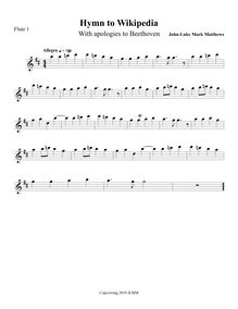 Partition flûte 1, Hymn to Wikipedia, D major, Matthews, John-Luke Mark