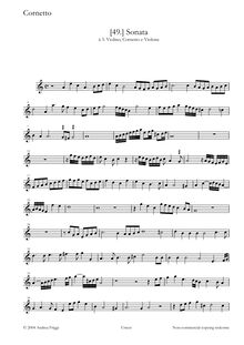 Partition Cornetto, Sonata à , violon, Cornetto e grande viole, Cima, Giovanni Paolo