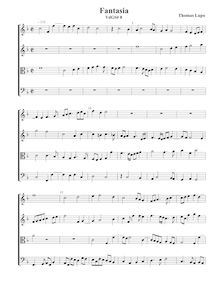 Partition Fantasia, VdGS No. 8 - partition complète (Tr Tr T B), fantaisies pour 4 violes de gambe
