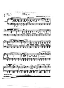 Partition , Élégie, 4 Klavierstücke, Melartin, Erkki