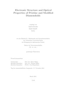 Electronic structure and optical properties of pristine and modified diamondoids [Elektronische Ressource] / vorgelegt von Lasse Landt