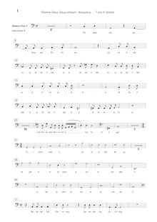 Partition chœur 3: basse, Domine deus, Deus virtutum, D dorian, Schütz, Heinrich