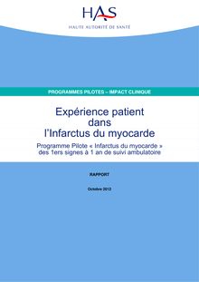 Expérience patient dans l infarctus du myocarde - Rapport expérience patient dans IDM
