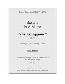 Partition complète, Sonata pour Arpeggione et Piano, D.821, A minor